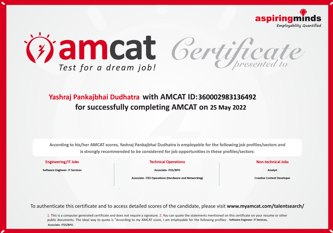 My Amcat Report